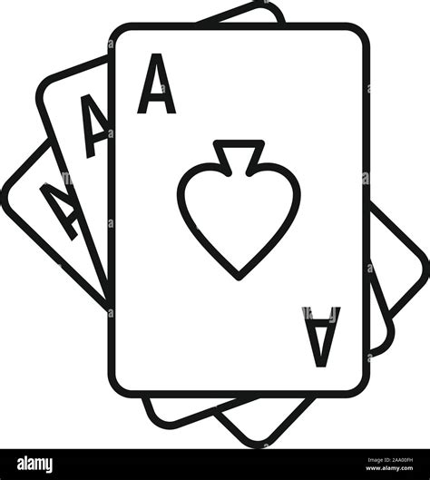 Playing Cards Addiction Icon Outline Playing Cards Addiction Vector