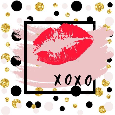 Xoxo Hugs And Kisses Lipstick Kiss On A White Background Vector Stock
