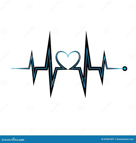 Heartbeat Icon Electrocardiogram Ecg Or Ekg Isolated On White
