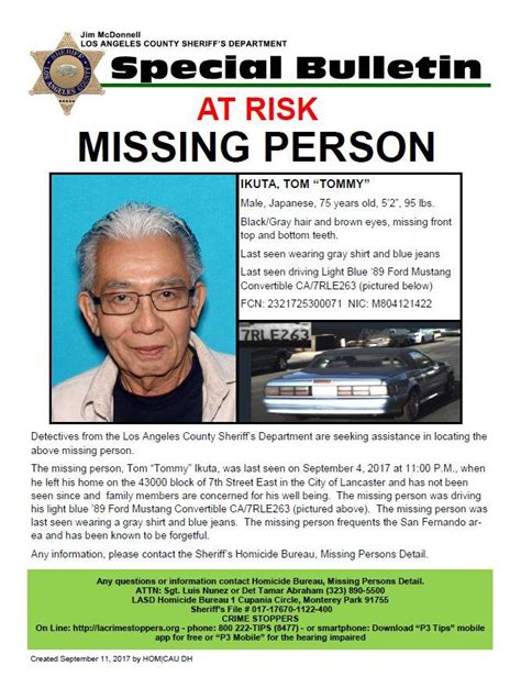 Missing Person At Risk Los Angeles County Sheriff — Nextdoor