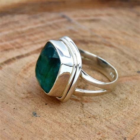 Indian Emerald Ring Sterling Silver Ring Handmade Ring Etsy