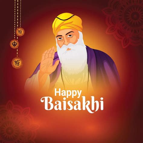 Vector Illustration Of Sikh Guru Guru Nanak Dev Ji For Happy Vaisakhi