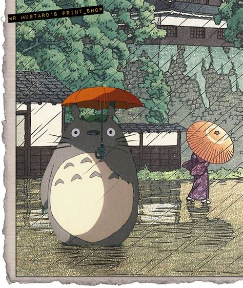 Totoro In The Rain Japanese Print Studio Ghibli Poster Etsy