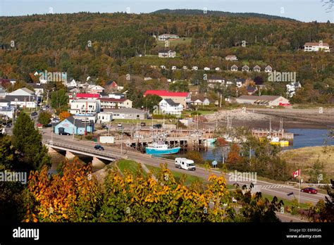Luftaufnahme Des Dorfes Alma New Brunswick Kanada Stockfotografie