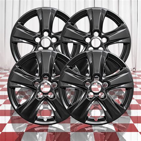 Set Of 4 Gloss Black 5 V Spoke 17 Wheel Skins For 2019 2020 Toyota