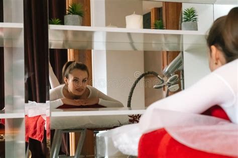 Girl On Lpg Massage Session In Beauty Salon Woman Enjoys Massage Stock