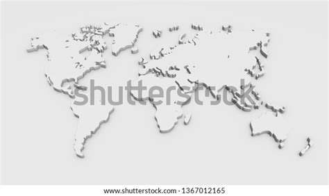 White 3d World Map Illustration Isolated Stock Illustration 1367012165