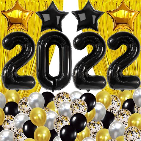 Buy Black And Gold Happy New Year Decorations 2023 Pack Of 37 Gold