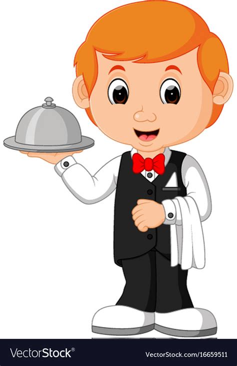 Waiter Restaurant Serving Cartoon Royalty Free Vector Image