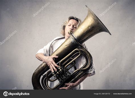 Senior Woman Playing Tuba Indoor Stock Photo By ©olly18 200120172