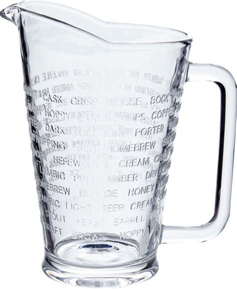 Beer cans usually hold 12 ounces of beer and bottles hold about 11 oz, so drinking a pitcher of beer. glass beer pitcher | CB2