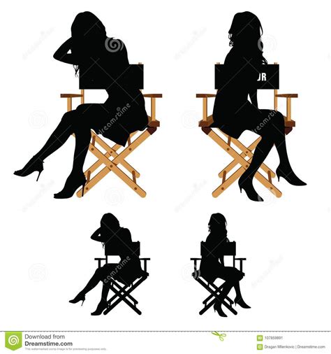 Girl Silhouette Sitting On The Chair Set Illustration Stock Vector ...
