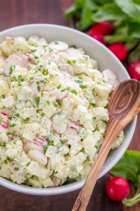 I don't like chopped boiled eggs in potato salad so i developed this recipe using pickles and pickle juice for tang! Creamy Potato Salad Recipe - NatashasKitchen.com