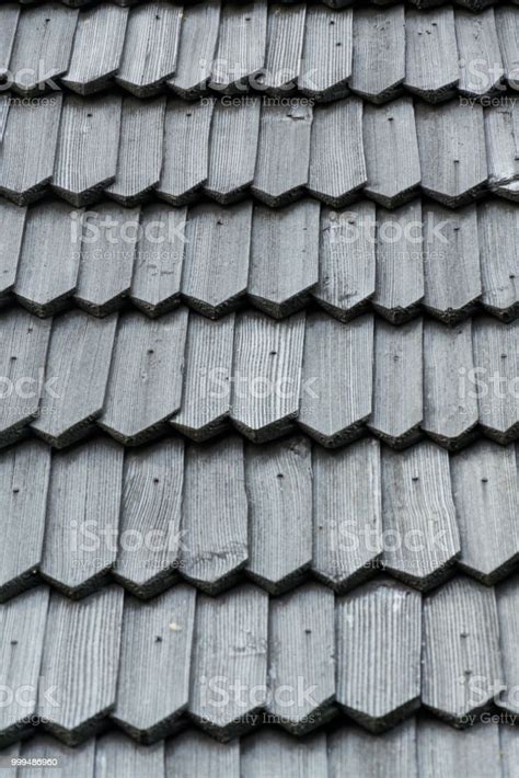 Old Traditional Wooden Shingled Roof Pattern Background Copy Space