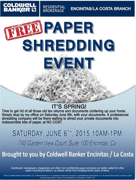 Free Paper Shredding Event Encinitas Ca Patch