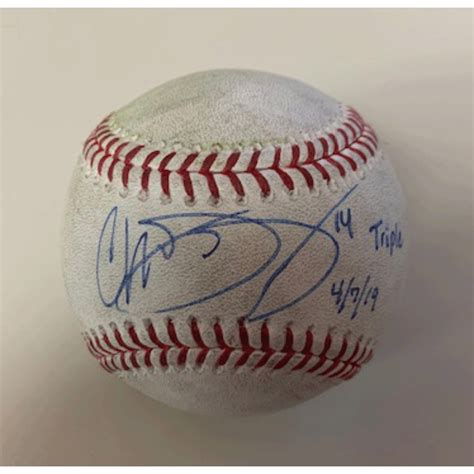 Autographed Game Used Baseball Christin Stewart Second Career Triple