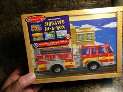 Melissa And Doug Wooden Puzzles 4 In 1 Vehicles Train Plane Trucks 48pc