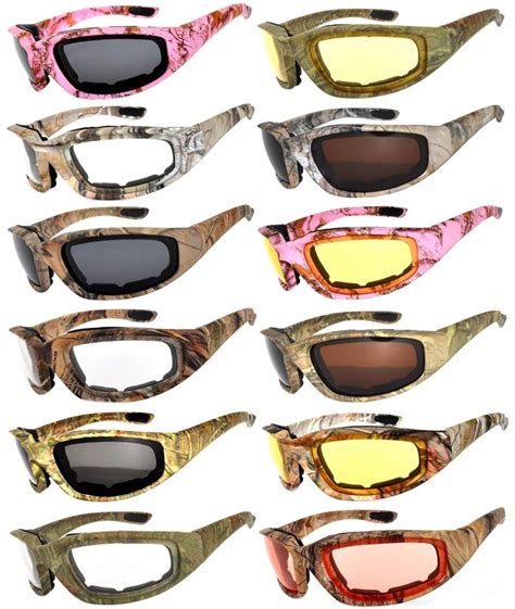 Set Of 12 Pairs Motorcycle Camo Padded Foam Sport Glasses Colored Lens C218560rgdy Sports