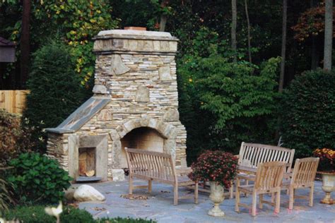 Outdoor Fireplace And Patio Natural Stone With Re Claimed Barn Stone