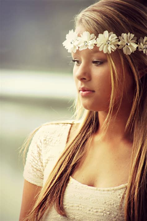 Pretty Girl With Crown Of White Flowers Image Free Stock Photo