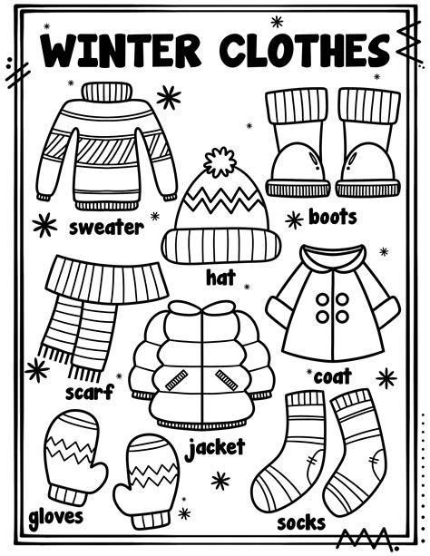 Winter Clothes Coloring Page Ropa De Invierno Para Colorear English