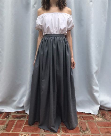 Long Grey Gathered Skirt For Historical Costumes Made To Order By