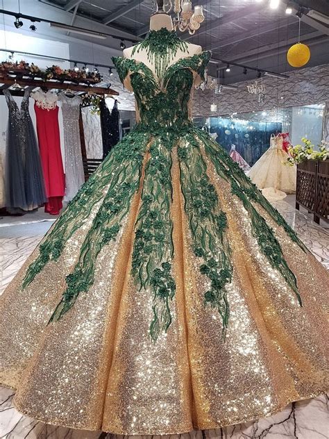 Green Slim Fit Luxury Long Trail Flower Wedding Dress Ball Gowns