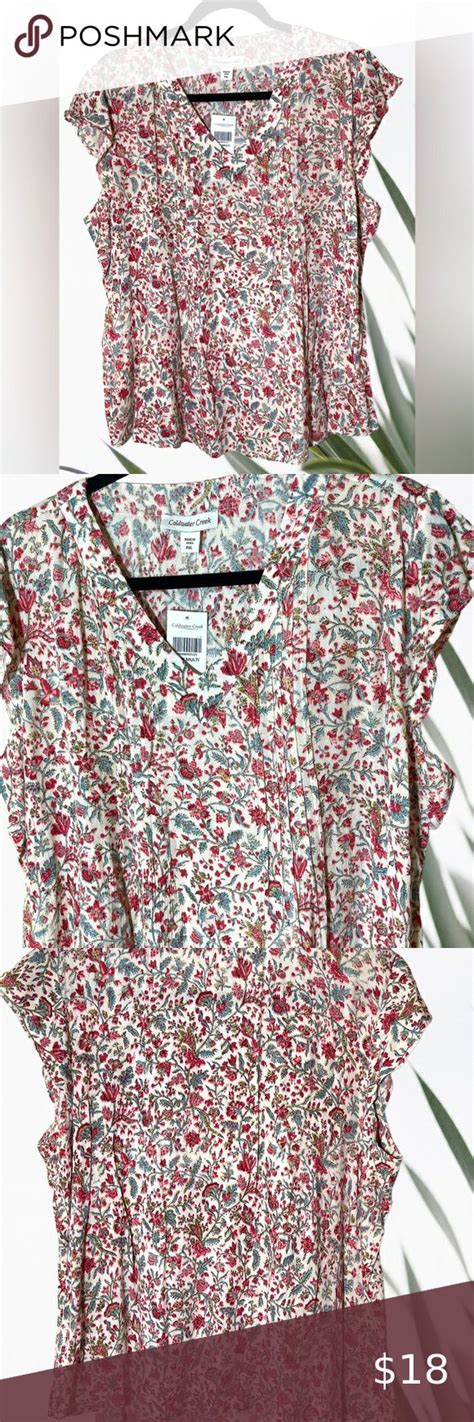 Nwt Coldwater Creek Pxl Short Sleeve Floral Blouse Coldwater Creek