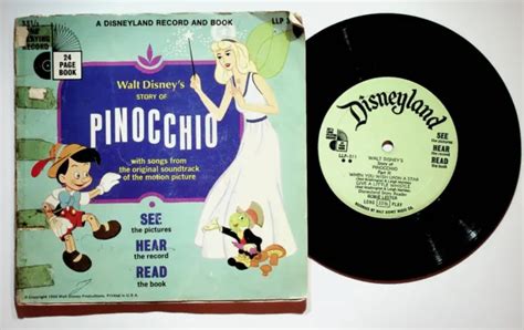 Walt Disney Pinocchio Story Disneyland Llp 311 Vinyl 33 Record And Book