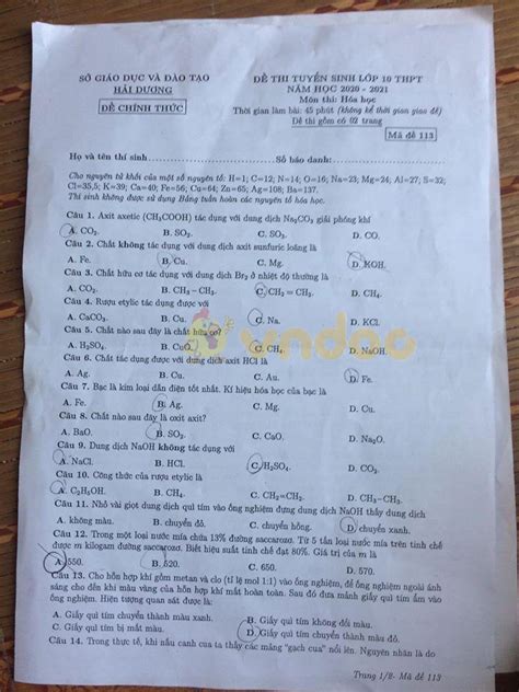 Điểm mới của kỳ tuyển sinh vào lớp 10 thpt năm nay ở ninh bình là trường phổ thông thực hành sư phạm tràng an (thuộc trường đại học hoa lư) được giao chỉ tiêu tuyển sinh 84 học sinh. Đáp án đề thi tuyển sinh lớp 10 môn Hóa tỉnh Hải Dương năm ...