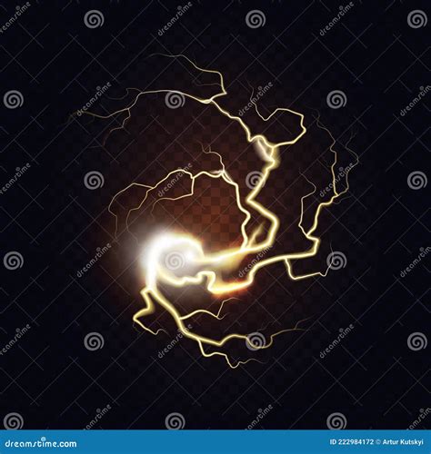 Realistic Lightning Thunderbolt Glowing Thunder Bolt Light Effect Of