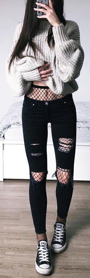 So Trendy Fishnets Under Jeans Totally Want To Try This Look