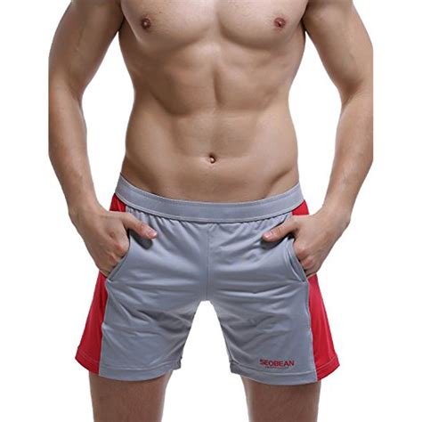 Seobean Men S Sports Gym Training Fitness Short Pants Medium Inch