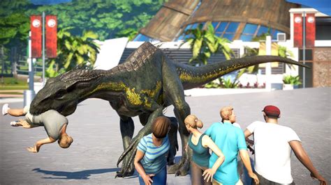 Jurassic World Evolution Dinosaurs Battle Indominus Rex Vs Indoraptor Breakout And Fight Youtube