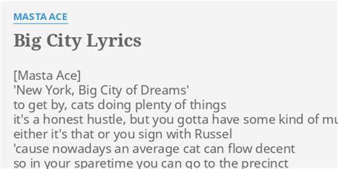 Big City Lyrics By Masta Ace New York Big City