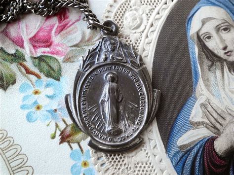 vintage religious medals vintage sterling miraculous medal with sacred heart and our lady of mt