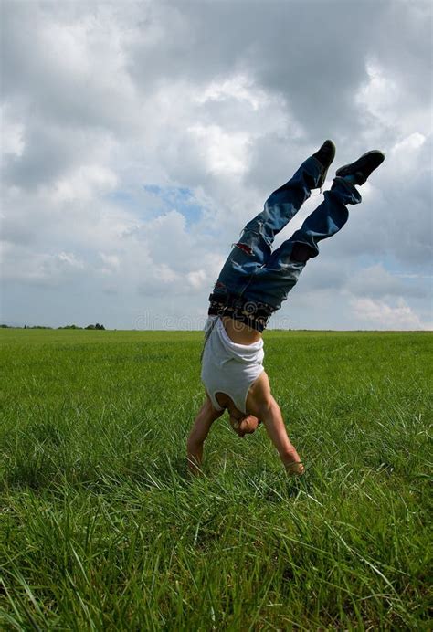 Boy Doing Handstand Stock Image Image Of Summer Happy 26014863
