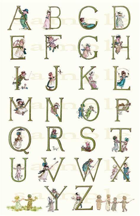 Adorable Adorned Alphabet Wonderful Vintage Alphabet Print Etsy