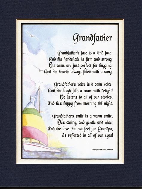 Grandfather Poem Grandfather Verse Grandfather Print Etsy