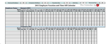 Employee Paid Time Off Tracking Spreadsheet — Db