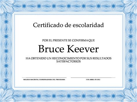 Certificado Académico Borde Azul Formal Certificados De