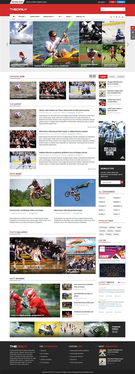 Responsive Joomla News Magazine Portal Template Sj Thedaily Joomla