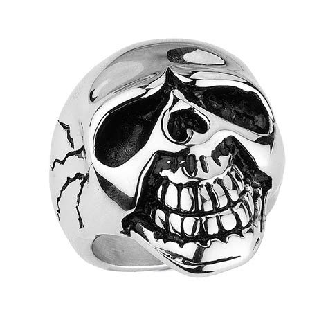 Stainless Steel 316l Men Smiling Skull Ring Size 11 Ssr141