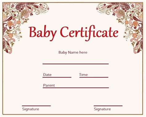 14 Baby Certificate Templates Free Word And Pdf Samples Formats