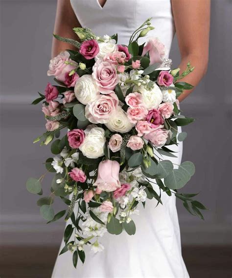 Pink And White Bridal Cascade Bouquet By Carithers Flowers Atlanta