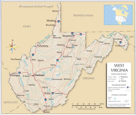 Map Of The State Of West Virginia Usa Nations Online Project Virginia Map