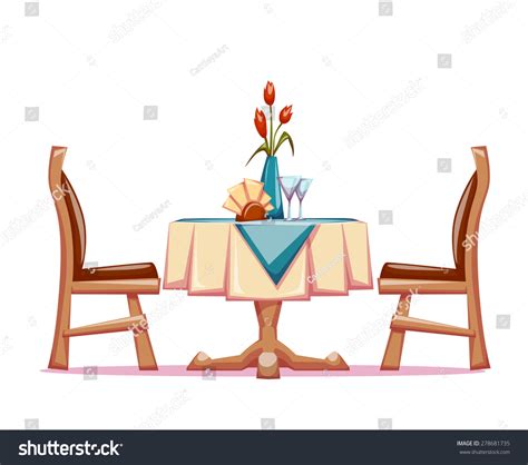Vector Illustration Restaurant Table Two Chairs Stock Vector Royalty