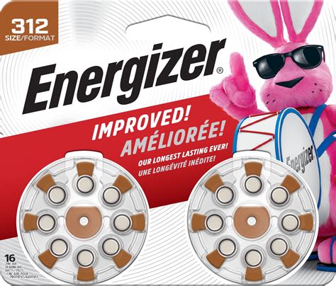 Energizer Hearing Aid Batteries Size 312 Brown Tab 16 Pack Walmart