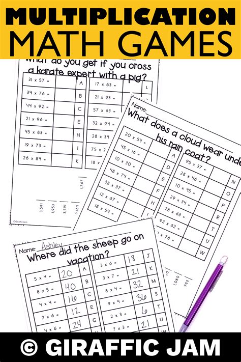 Math Games For 4th Graders Multiplication
