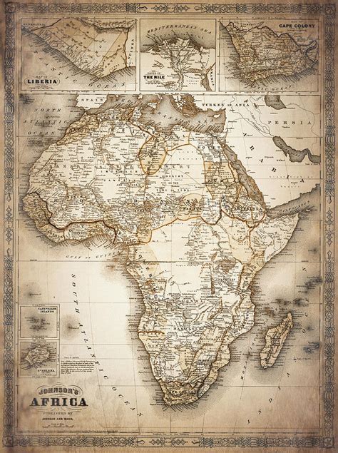 Vintage Map Of Africa 1864 Sepia Photograph By Carol Japp Fine Art